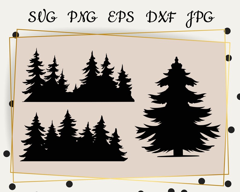 Fir Tree Black Vector Bundle SVG Eps PNG Dxf Download Files - Etsy