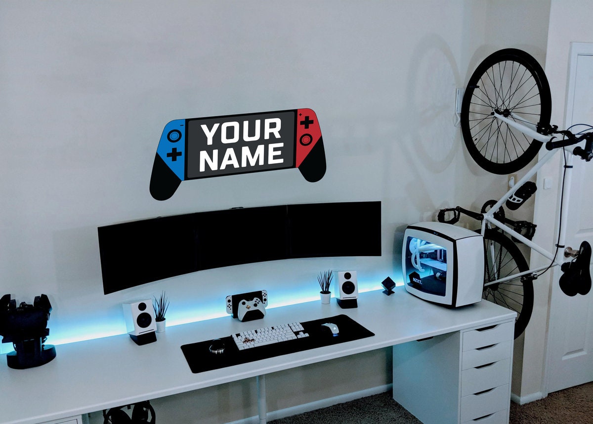 Custom Name Gamer Wall Sticker Gaming Art Décor Wall Decal Set Etsy