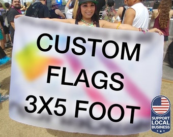 Custom Flag 3x5 Festival Flag | Rave Flags | EDC Gear | EDM Flag | Personalized Flag | Event Flag | Techno Flag | Double Sided |  EDC Flag