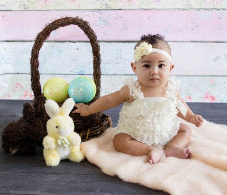 Vintage Ruffle Lace Romper Rustic Romper Easter Romper Etsy