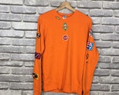 Rare CUSTOM SWEATSHIRT Multi Patches Pepsi Malboro Unisex Size Small Casual Designer