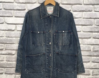 Vintage PERSONS Denim Chore Jacket Button Up Four Pocket Workwear Frenchwork Jean Jacket Size Medium