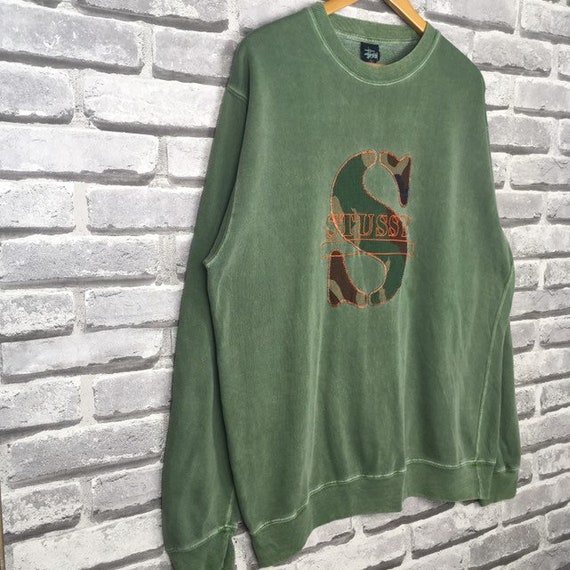 Stussy Logo-print Pullover Hoodie in Green for Men