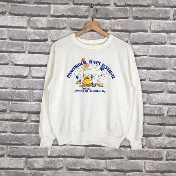 Vintage 80s VANCOUVER RAIN FESTIVAL White Womens Sweatshirt Big Printed  Logo Casual Vintage Fashion Small Size -  Canada