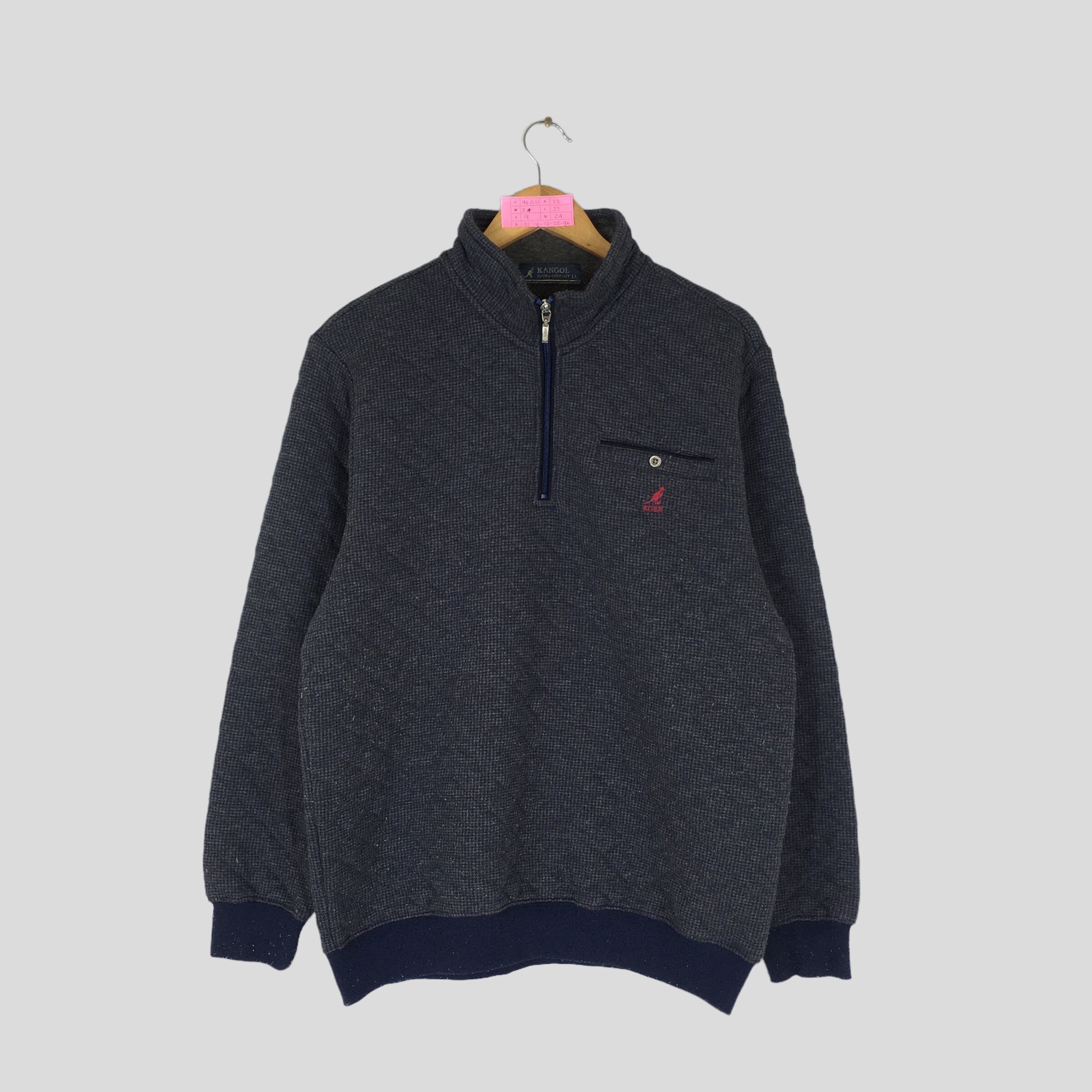 Vintage KANGOL Quarter Zipper Sweatshirt Embroidered Logo KANGOL