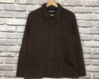 Vintage RUPERT Cotton Denim Jacket Button Up Dark Brown Jean Unisex Fashion Designer Medium
