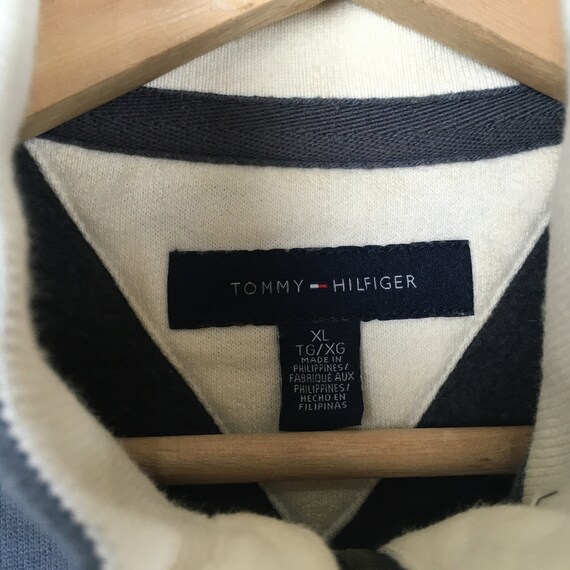 Vintage TOMMY HILFIGER Big Striped Border Sweatshirt Big Logo