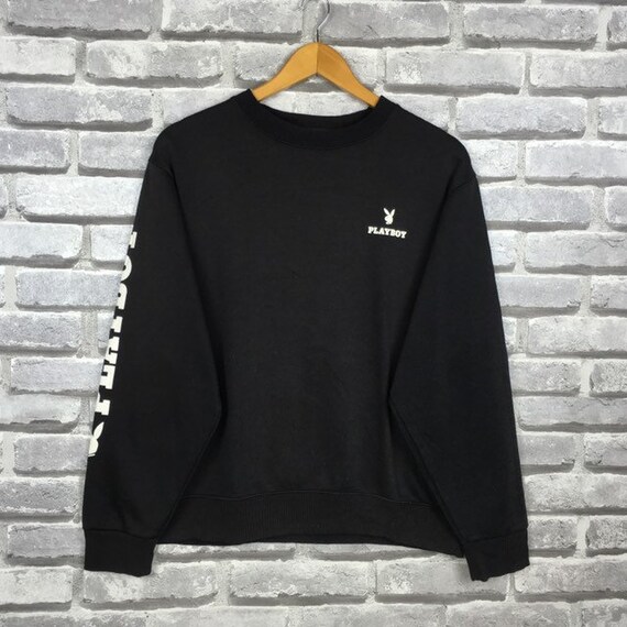 Vintage PLAYBOY Sweatshirt Crewneck Jumper Black Colour Big Logo