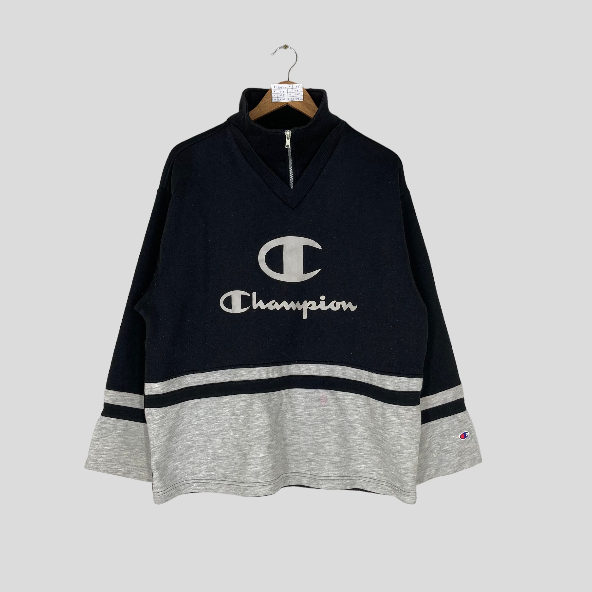 Vintage CHAMPION Viertel Rei verschluss Sweatshirt Gro es Logo