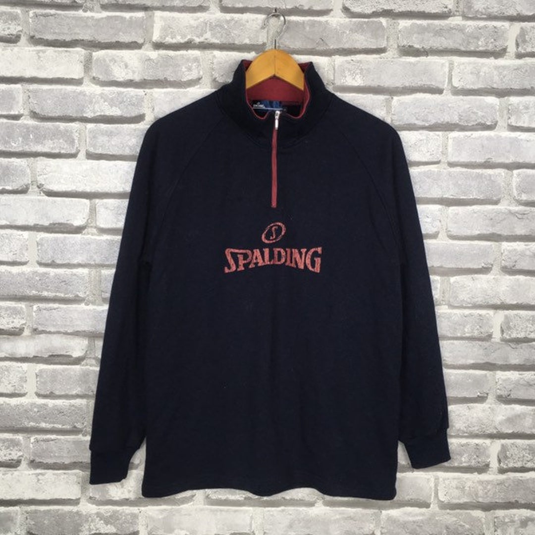 Vintage SPALDING Quarter Zipper Sweatshirt Big Logo Spell Out 90s