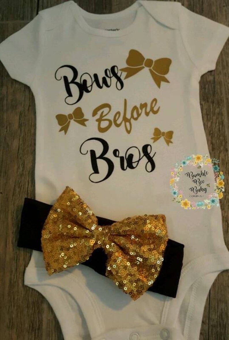 Bros Before Bows Tee or Bodysuit with Bow Preemie Newborn and Toddler ..
