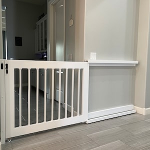 Sliding / Pocket Gate Stairway for Baby, Pets, and Dogs (All White)