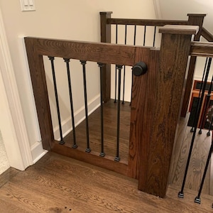 Baby Oak Gate and Dog Gate for Interior Stairs, Doorways, and Halls. Finished with Stain and Lacquer