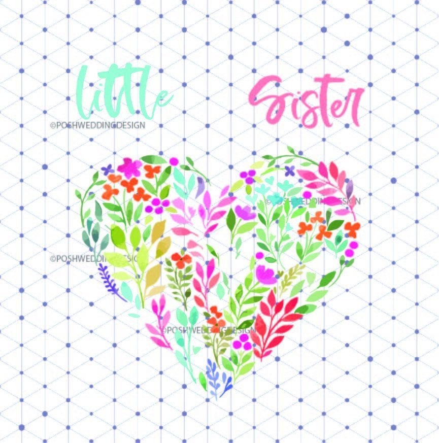 Download Little Sister Watercolor Heart Svg Siblings Watercolor Tshirt Etsy