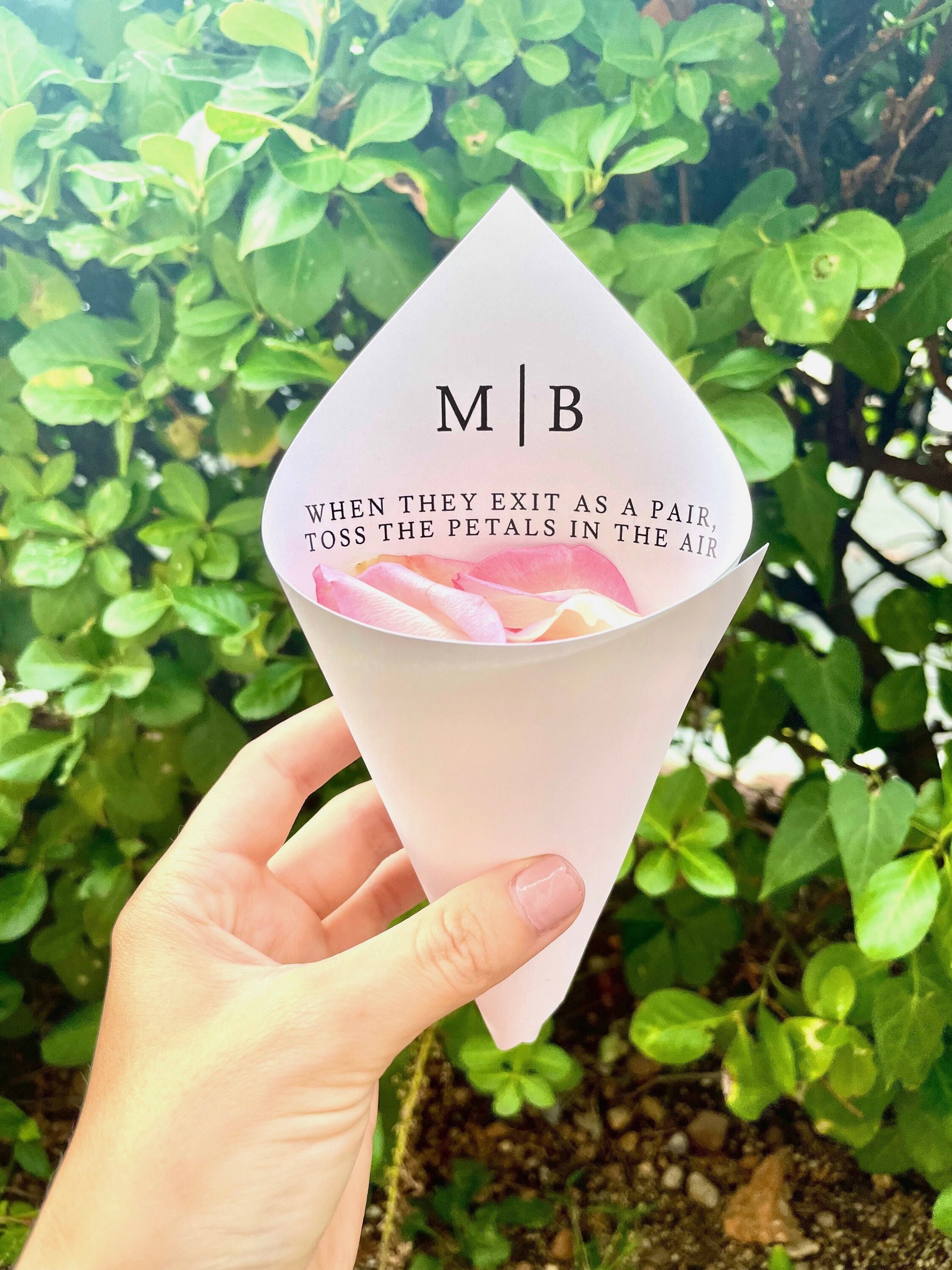 DIY Petal Cone, Paper Cone, Wedding Toss, Confetti Toss, PERSONALIZED DIY Petal Cone, Paper Cone, Wedding Toss, Confetti Toss, PERSONALIZED