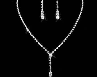 Bridesmaid Drop bridal jewellery and necklace set, crystal necklace wedding jewellery set, bridal necklace