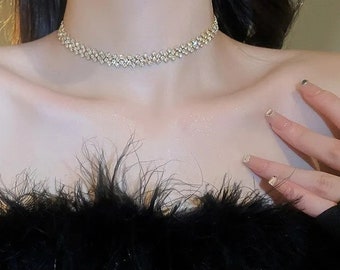 Rhinestone choker necklace, elegant fashion necklace, fashion jewellery, party prom jewellery