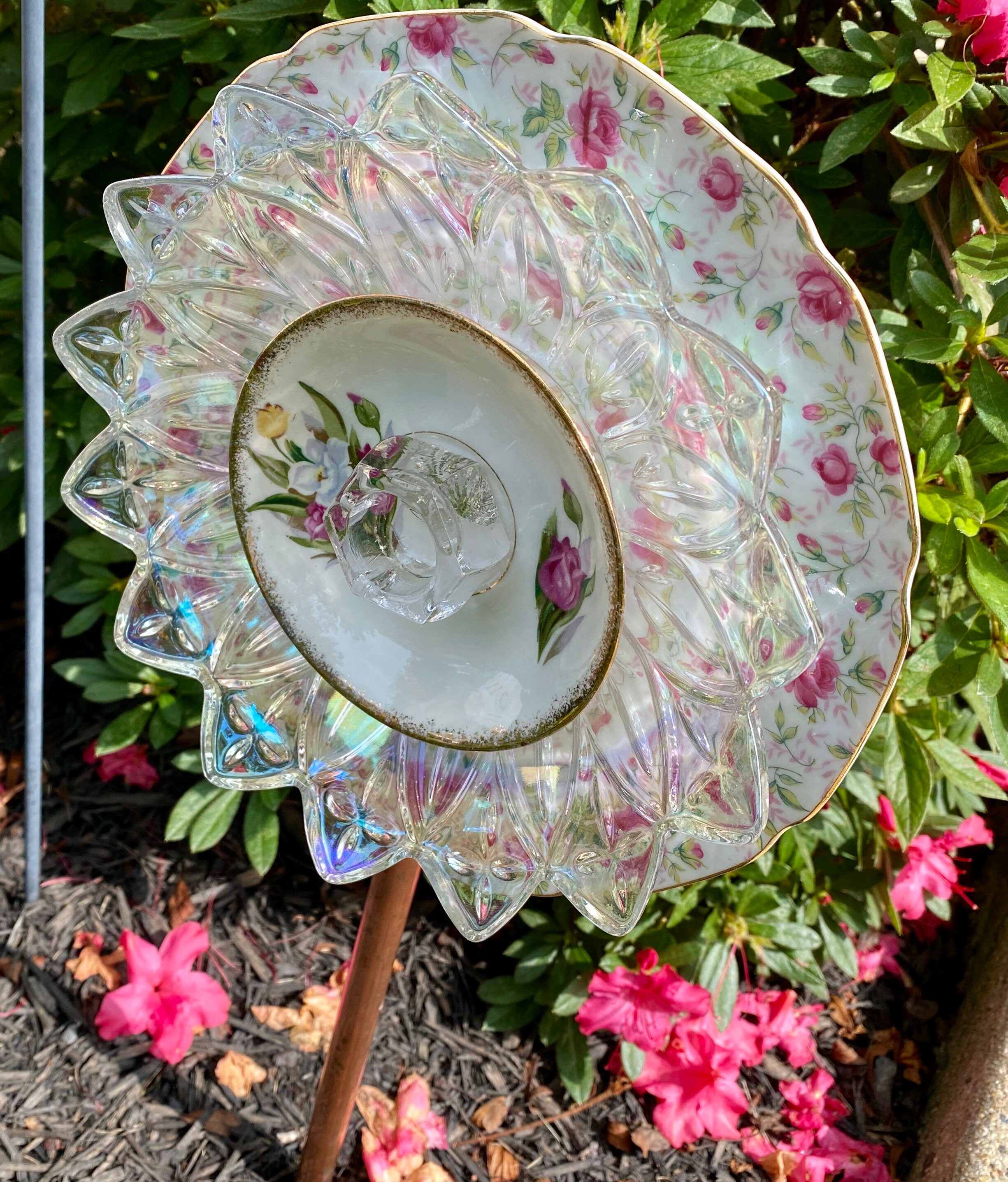 Plate Flower Dish Flower Garden Art Yard Art Garden | Etsy