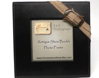 Leather Picture Frame with Antique Shoe Buckle