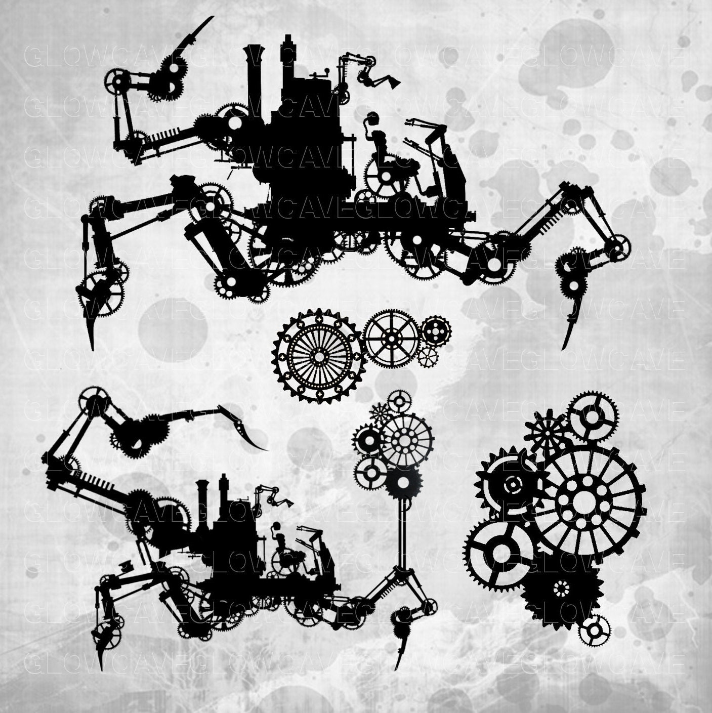 Steampunk Silhouettes svg file Steampunk Clip art Steampunk | Etsy