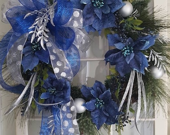 christmas wreathblue christmas wreathchristmas door wreathnavy blue christmas decorblue door wreathpoinsetta wreathblue silver wreath - Blue And Silver Christmas Decorations christmas wreathblue christmas wreathchristmas door wreathnavy blue christmas decorblue door wreathpoinsetta wreathblue silver wreath - Blue And Silver Christmas Decorations