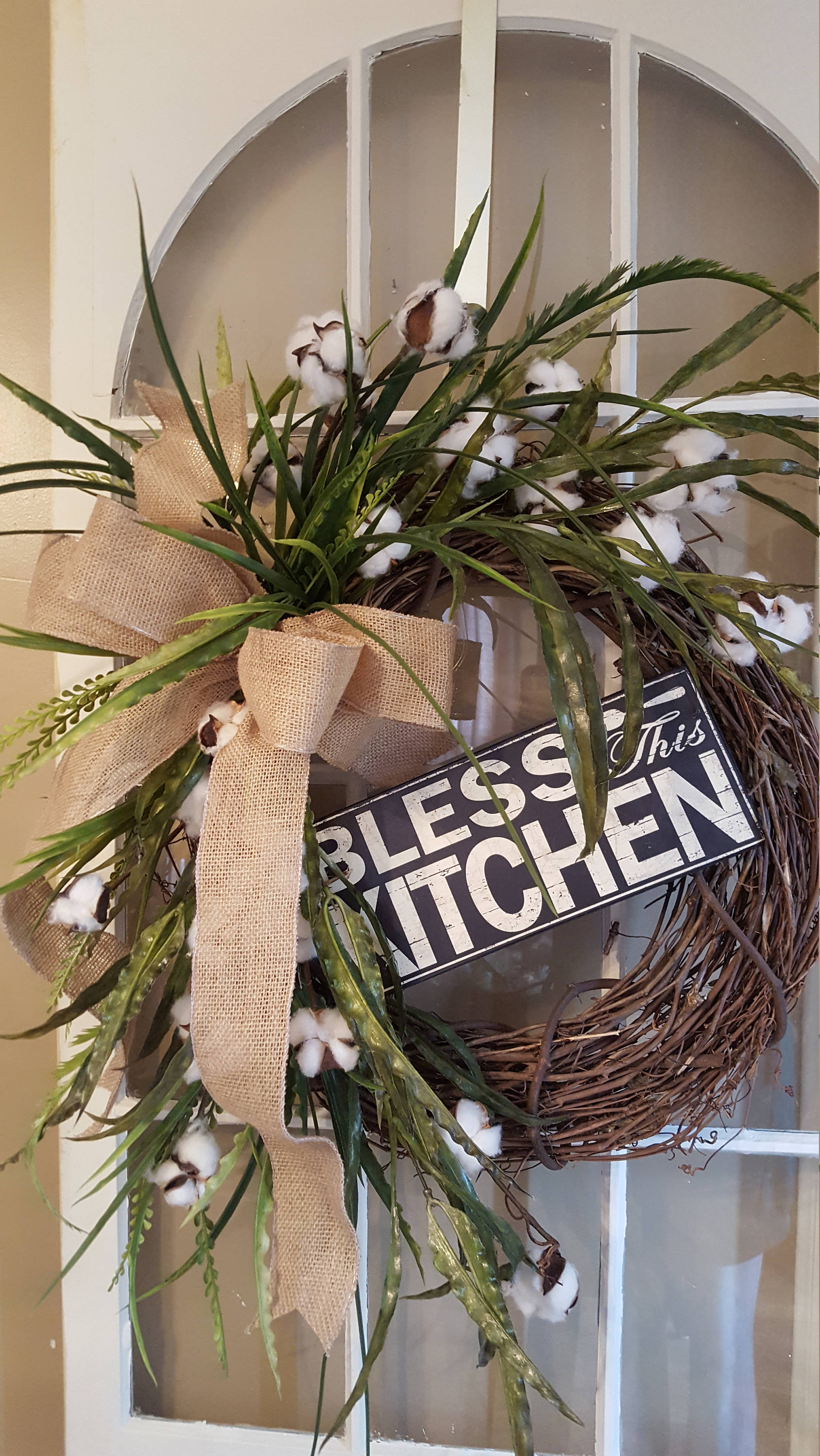 Kitchen wreath farmhouse wreath cotton wreath kitchen Etsy