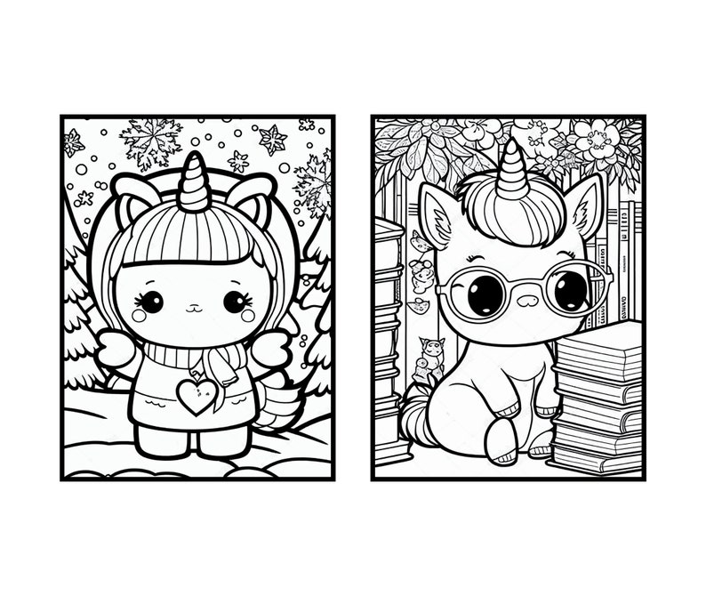 100 Unicorn Coloring Pages for Kids printable - Etsy