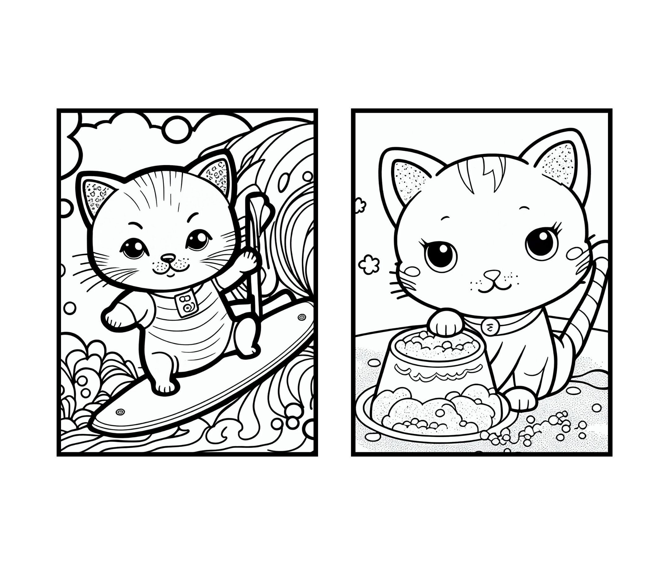 75 Cat Coloring Pages for Toddlers printable - Etsy