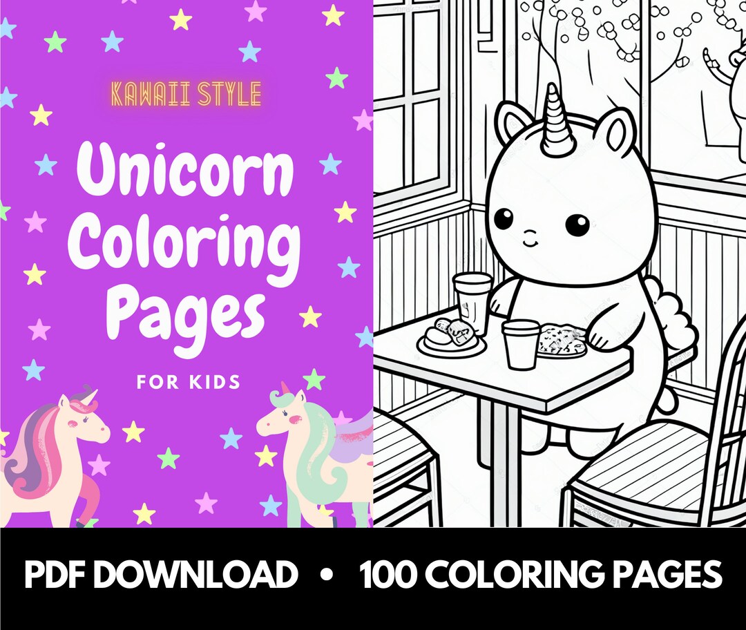 100 Unicorn Coloring Pages for Kids printable - Etsy