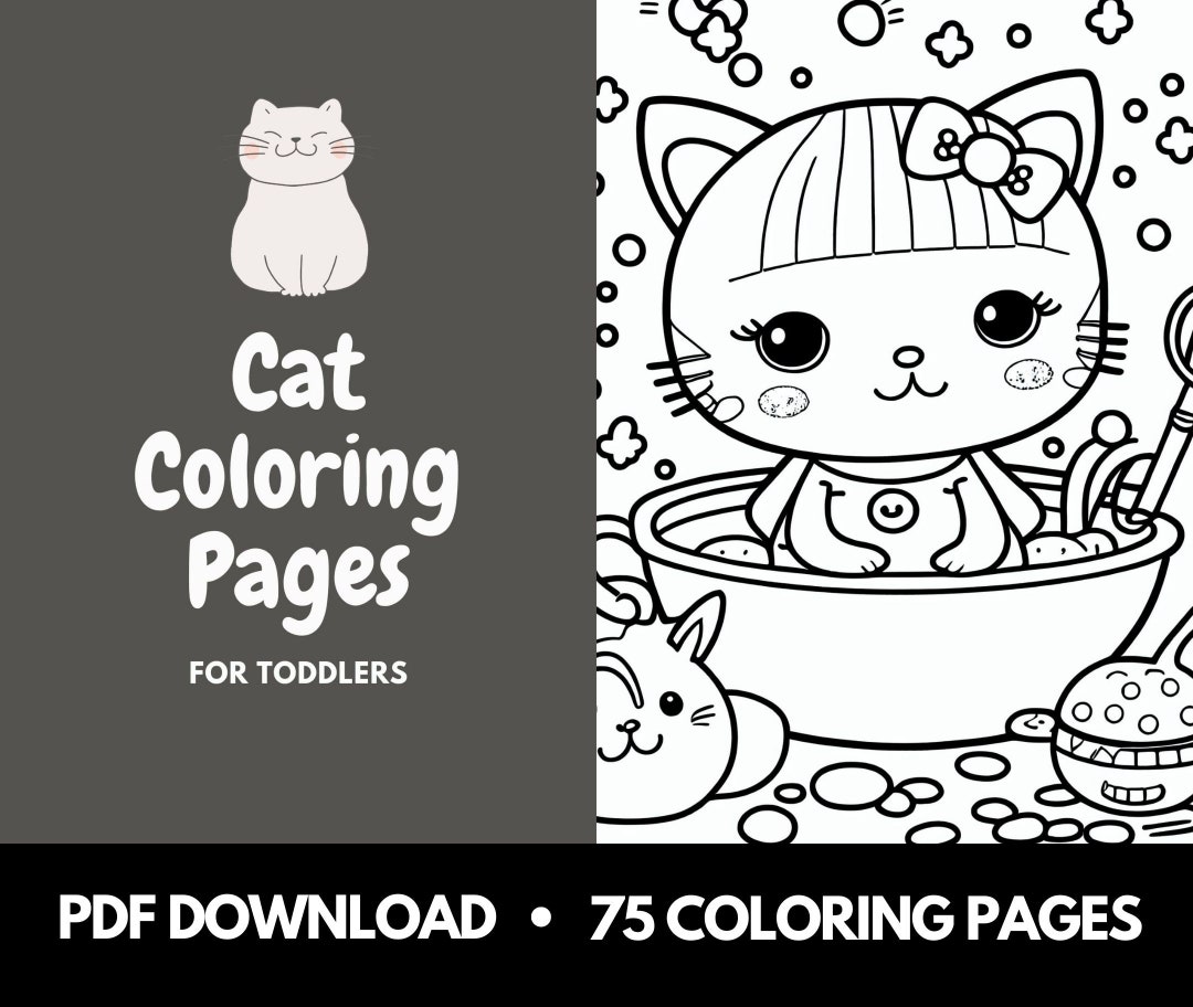 75 Cat Coloring Pages for Toddlers printable - Etsy