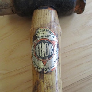 Vintage Copper and Wood Hammer by Thor Hammer Company of Birmingham, England