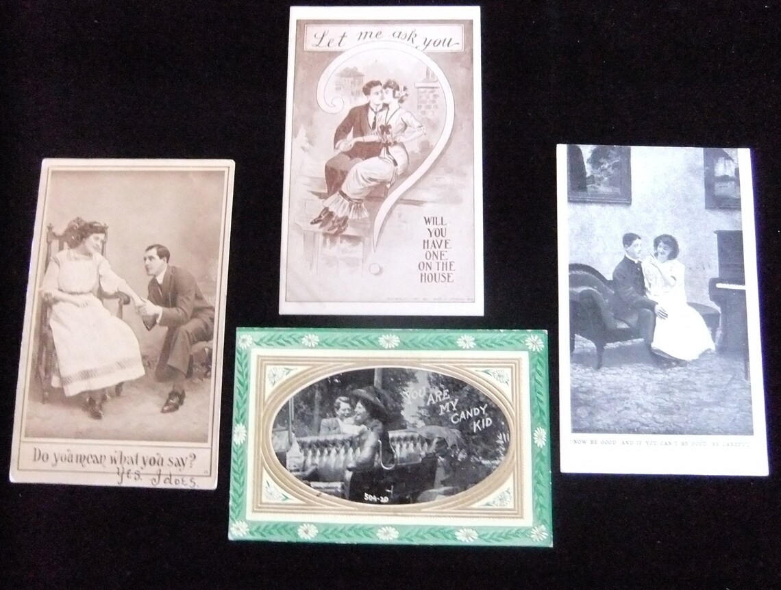 Antique Divided Back Postcards With Sweethearts, 19081911 Etsy