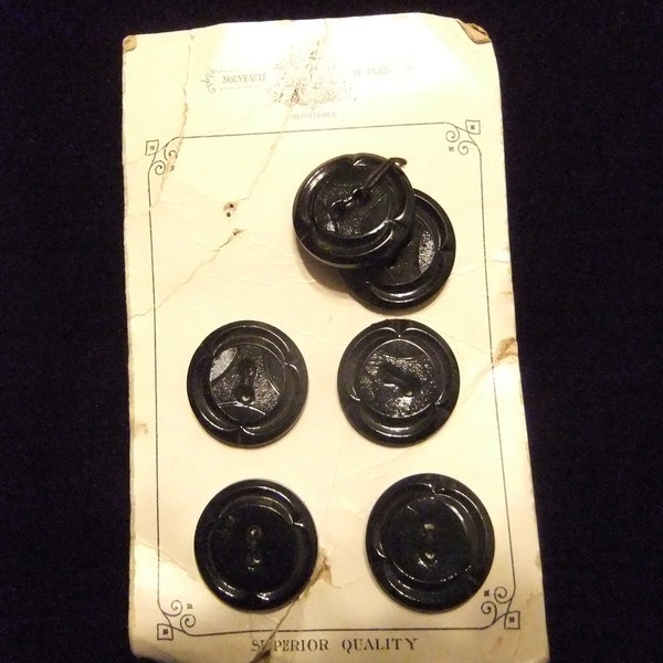 Vintage Nouveauté de Paris Black Buttons, with Original Card