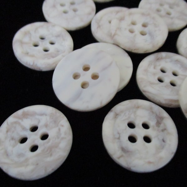 Set of 14 Matte Ivory/Tan Marbled Buttons, 4 Holes