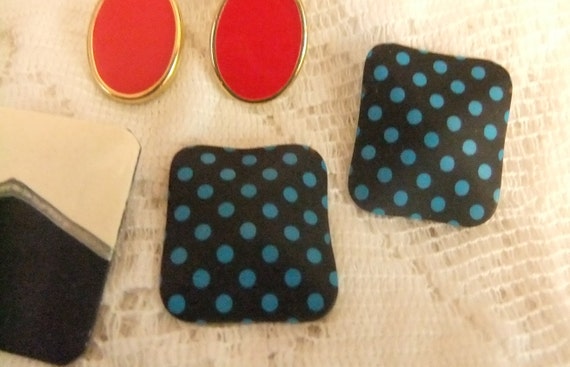 3 Pairs of 1980s Pierced Enamel Earrings - image 2