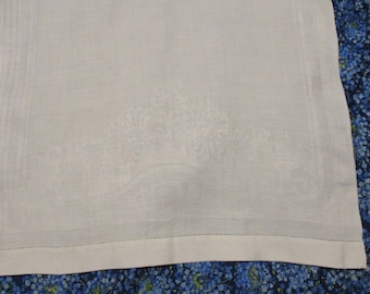 Vintage Swedish White Woven Jacquard Linen Towel