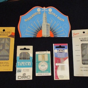 Vintage Needle Books, Different Manufacturers, Various Types of Hand Needles & Sizes image 1