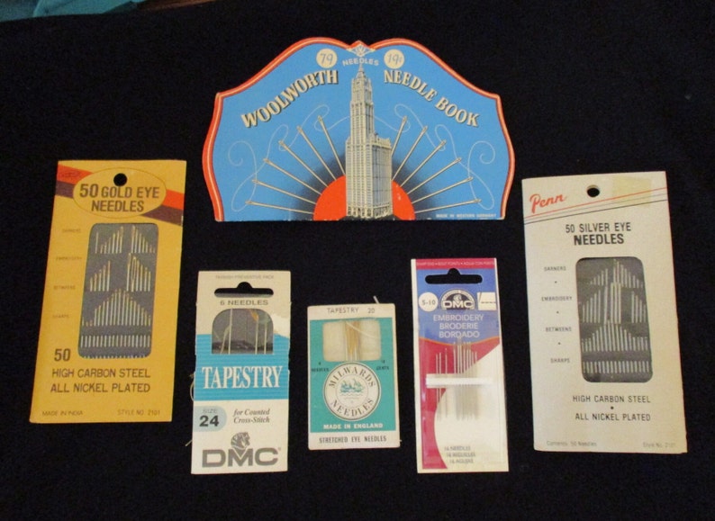 Vintage Needle Books, Different Manufacturers, Various Types of Hand Needles & Sizes image 1