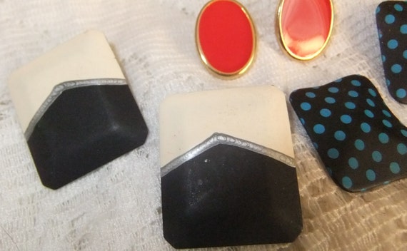 3 Pairs of 1980s Pierced Enamel Earrings - image 7