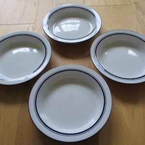 Dansk Bistro Christianshavn Blue Rim Soup Bowls, Set of 4, Made in Portugal
