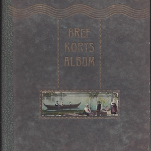 Álbum sueco antigo para cartões postais, por volta de 1900 - 1910, "Bref Korts Album"