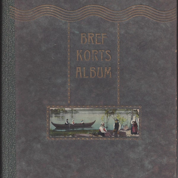 Antique Swedish Album for Postcards, Circa 1900 - 1910, "Bref Korts Album"