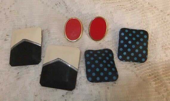 3 Pairs of 1980s Pierced Enamel Earrings - image 1