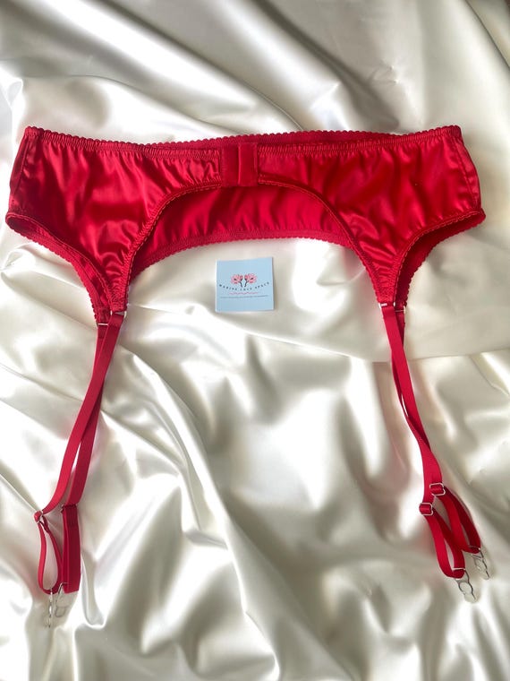 Red Satin Garter Belt - Silky Suspender Lingerie -sexy Panties - Christmas  Gift for Woman