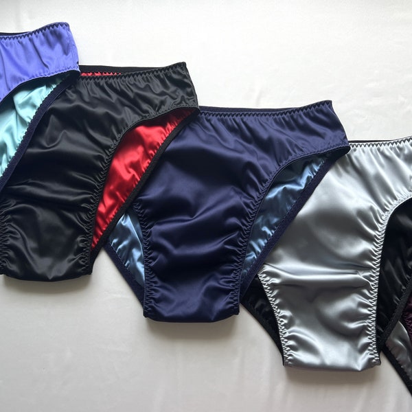 Men's double briefs, silk satin male panty with two layers