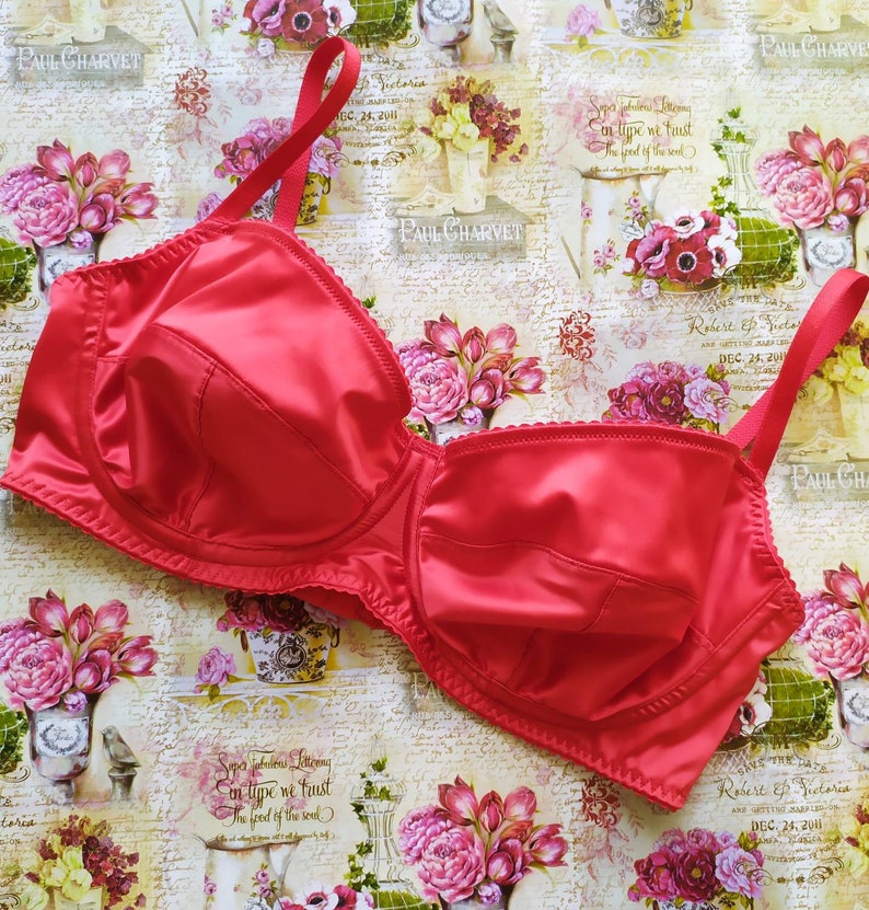 Red Satin Lingerie Set Sexy Panties Bikini Garter Belt Etsy