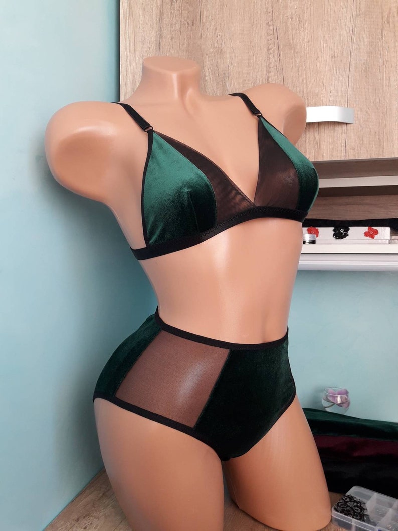 Sexy Retro Velvet Panties Black Panty Green Emerald Etsy
