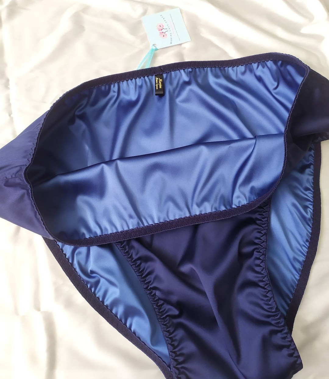 Men's Double Briefs Silk Satin Male Panty With Two Layers Etsy