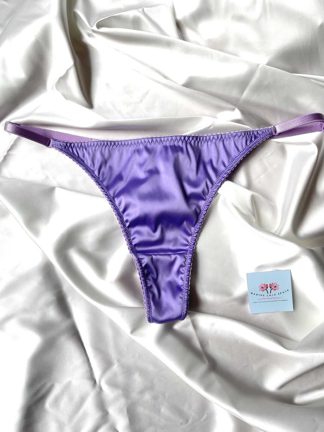 Lilac Satin V String Panties - Purple Silk Thong - Sexy Gift Lingerie ...