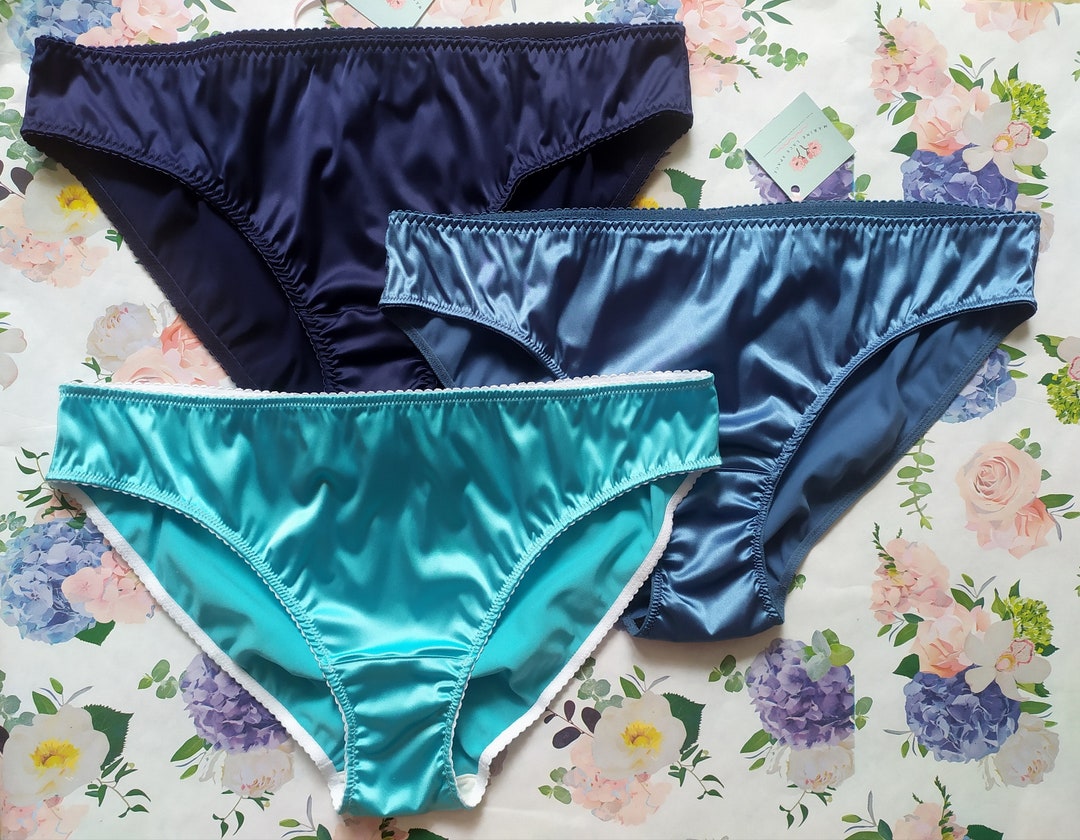 Navy Blue Satin Panty Aqua Blue Bikini Panties Sexy Etsy